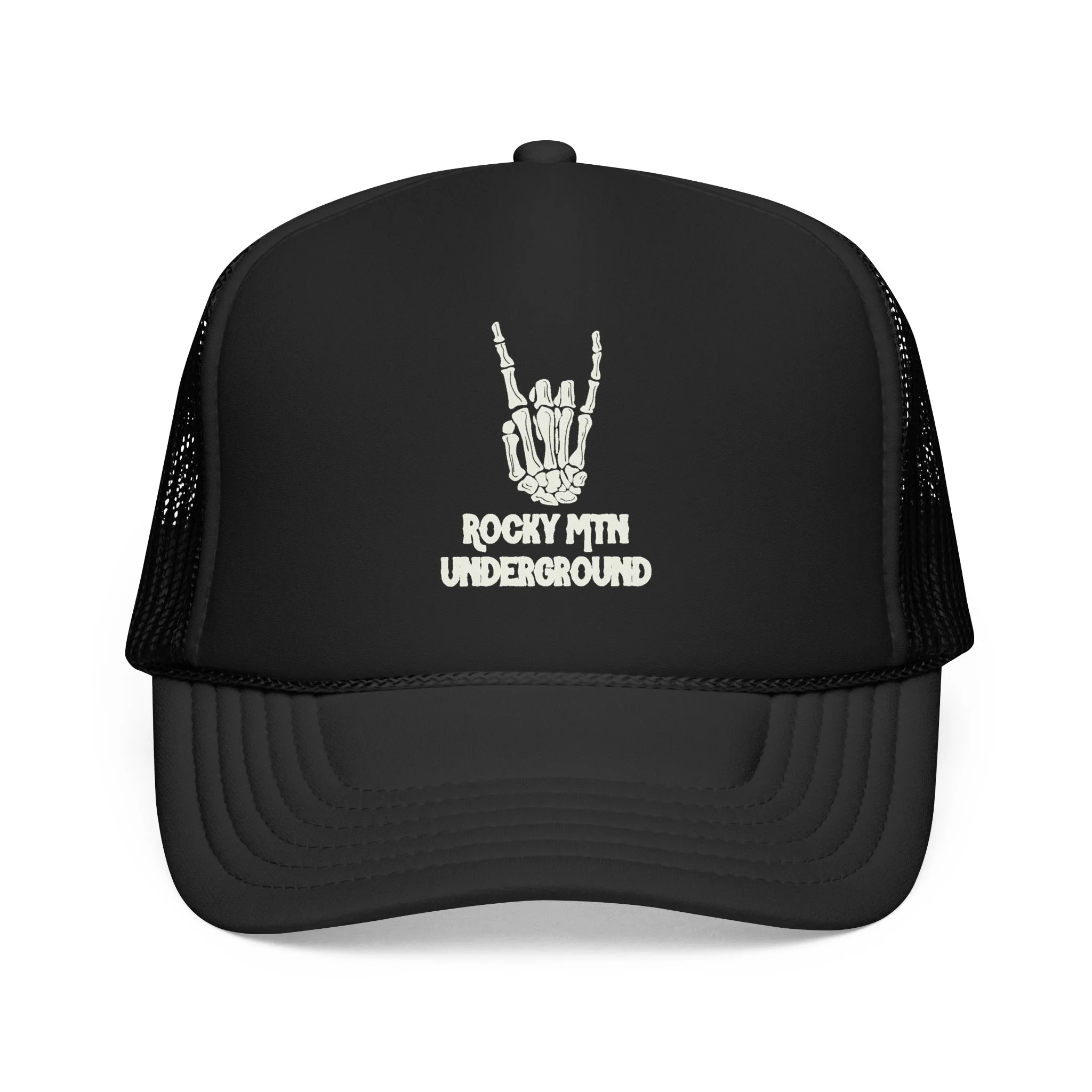 Trucker Hat — 'Rocky Mtn Underground' Skull Hand Logo
