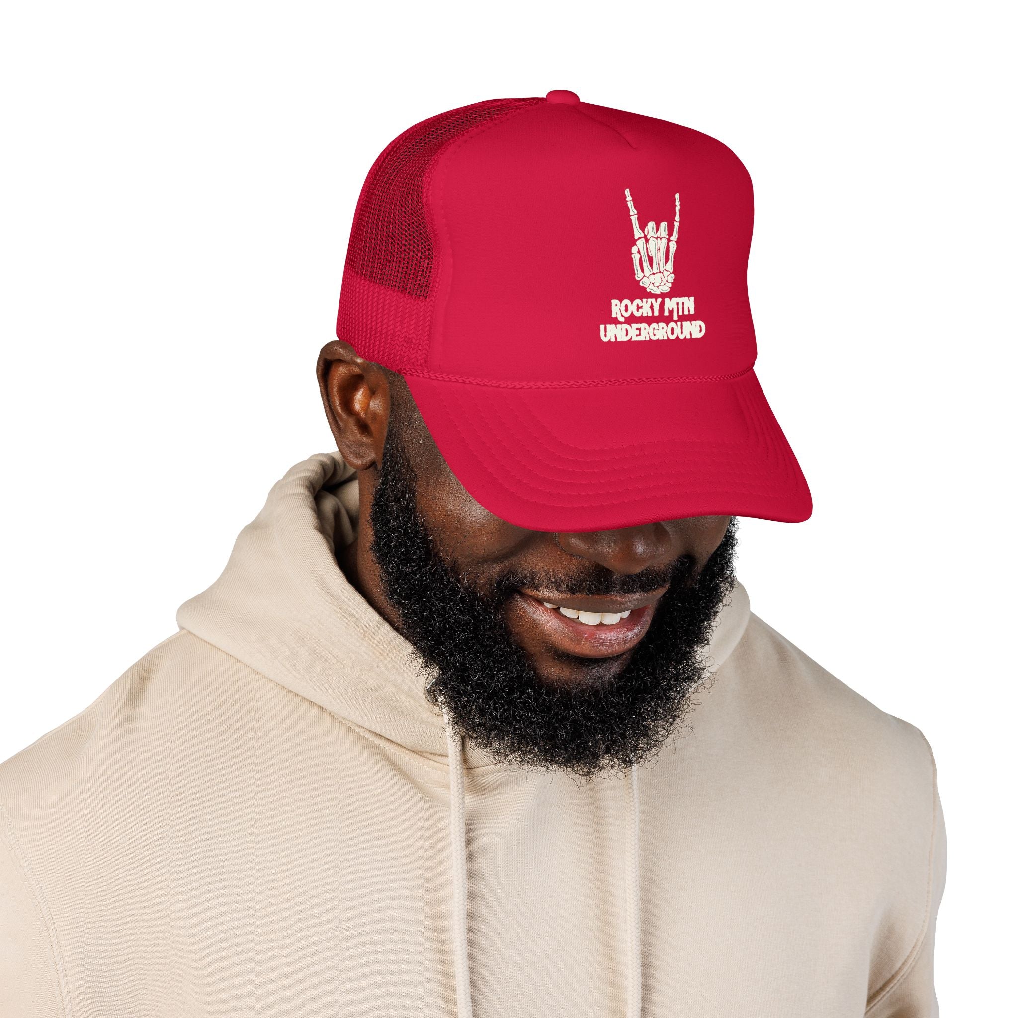 Trucker Hat — 'Rocky Mtn Underground' Skull Hand Logo - Image 11