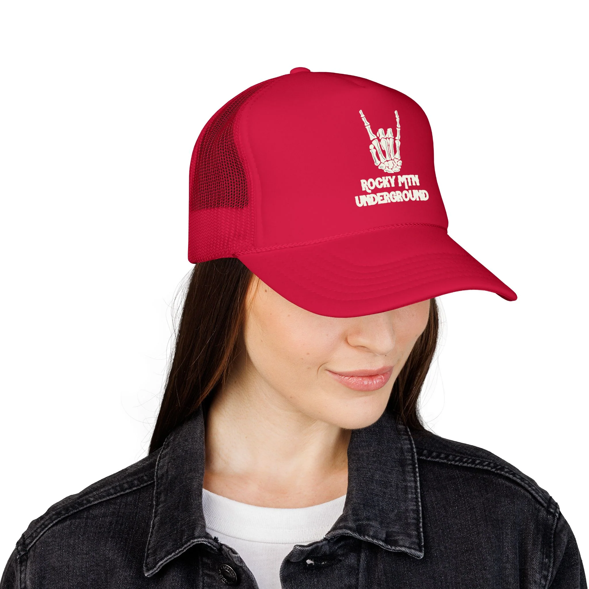 Trucker Hat — 'Rocky Mtn Underground' Skull Hand Logo - Image 12