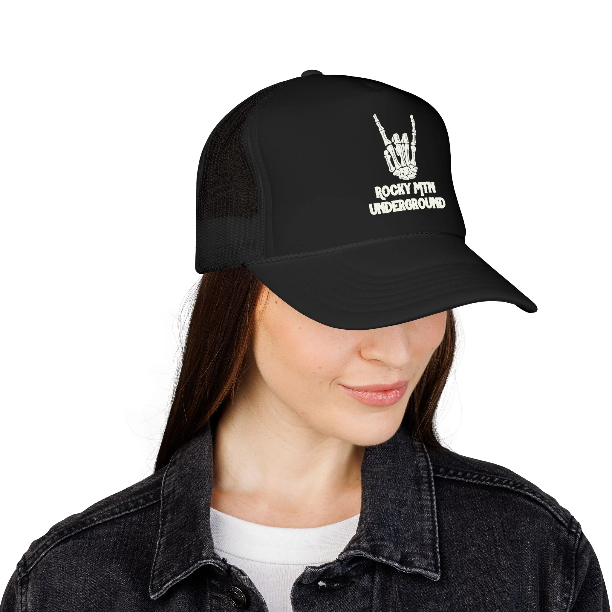 Trucker Hat — 'Rocky Mtn Underground' Skull Hand Logo - Image 6