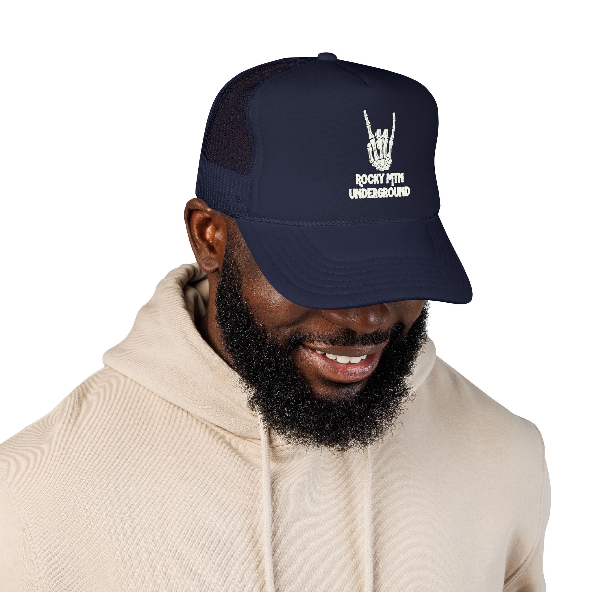 Trucker Hat — 'Rocky Mtn Underground' Skull Hand Logo - Image 8
