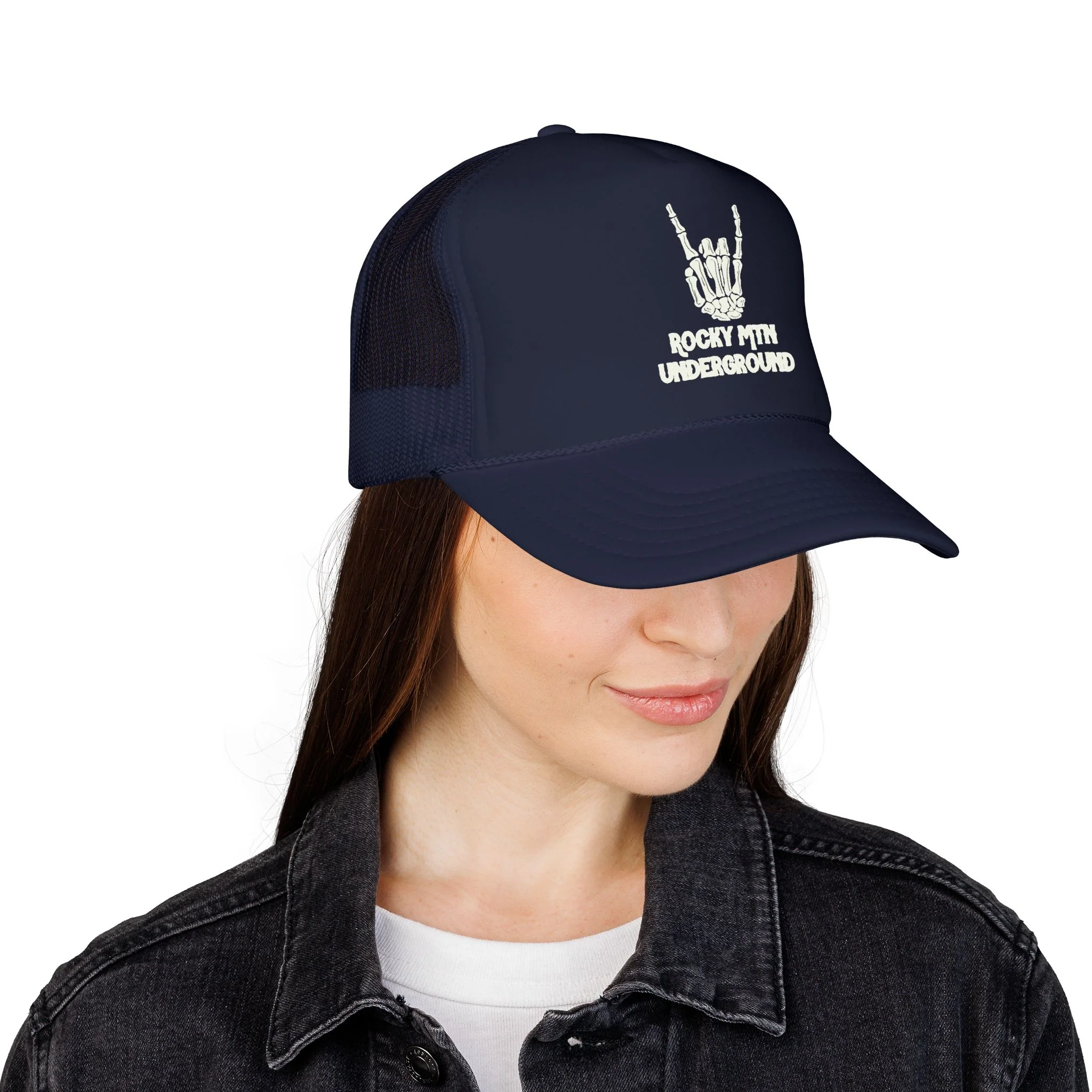 Trucker Hat — 'Rocky Mtn Underground' Skull Hand Logo - Image 9